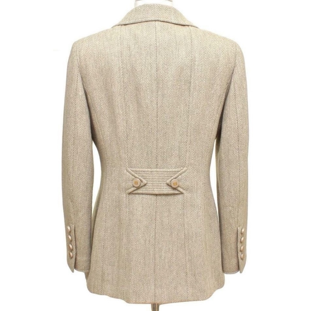 Chanel Jacket Blazer Beige Wool Blend Gold HW Long Sleeve 36 96A - Picture 4 of 8